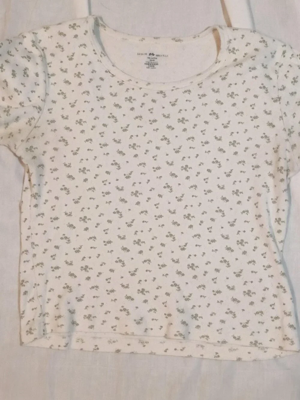 Brandy Melville/Baby Tee/Womens OS/Sage Green Ditsy Floral Crop Cottagecore Y2K